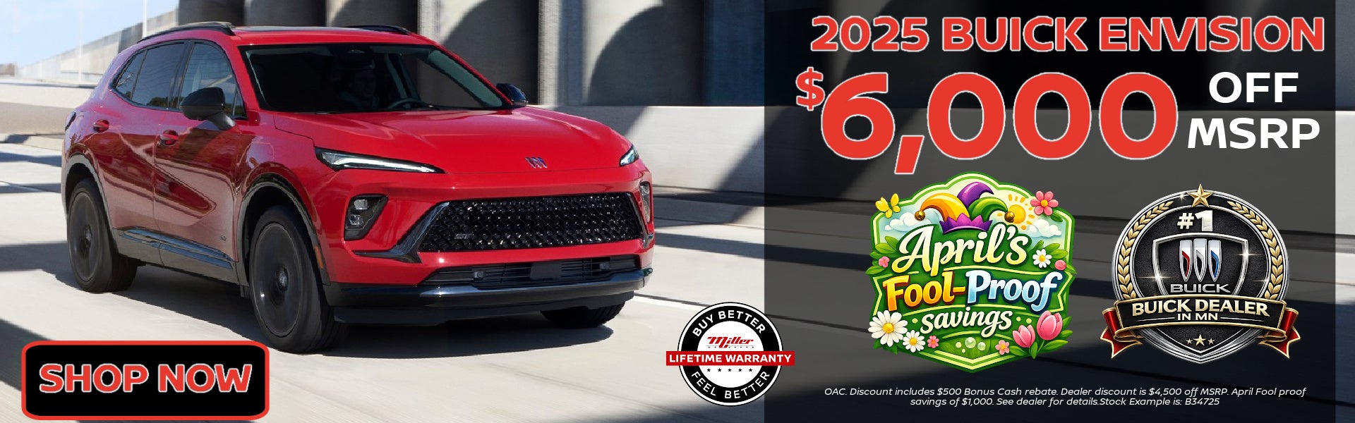 Big Savings on the Buick Envision this month at Miller Auto